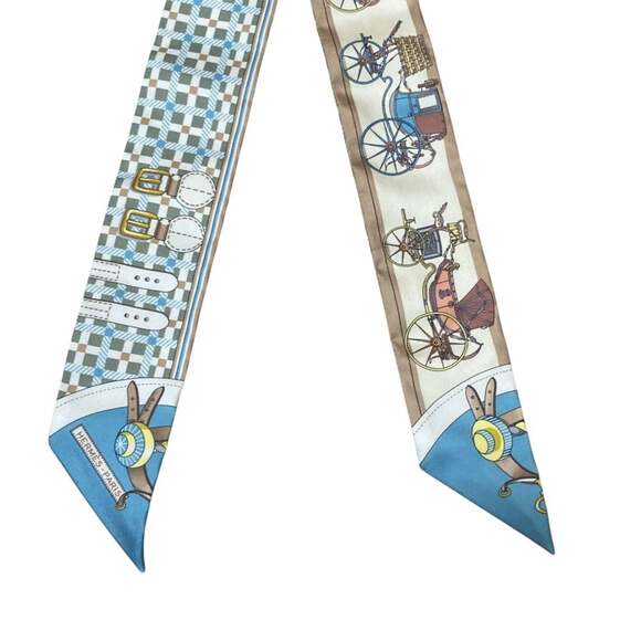 HERMES Blue Silk Scarf - Picture 6 of 13